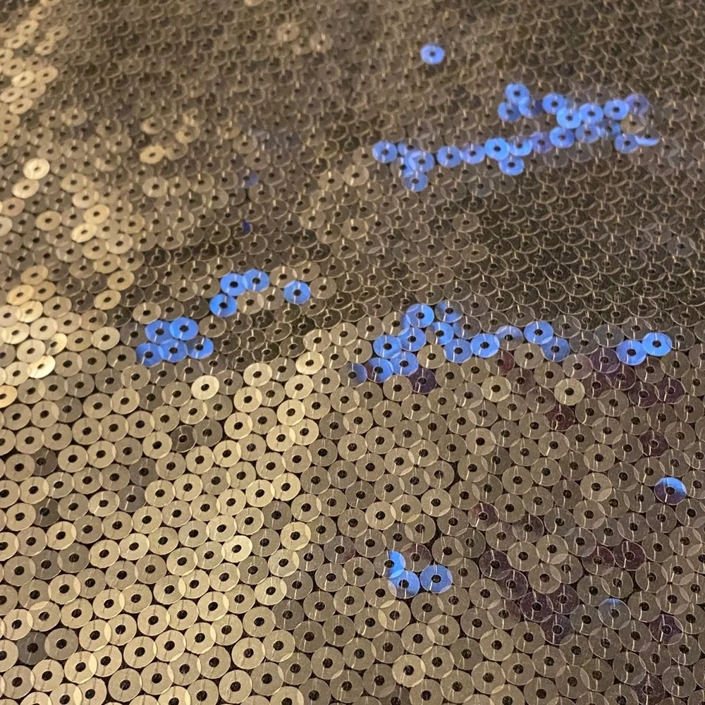 White + Warren Indie Sleeze Mob Wife Black and Silver Sequin Stretchy Tank Top - Picture 3 of 5